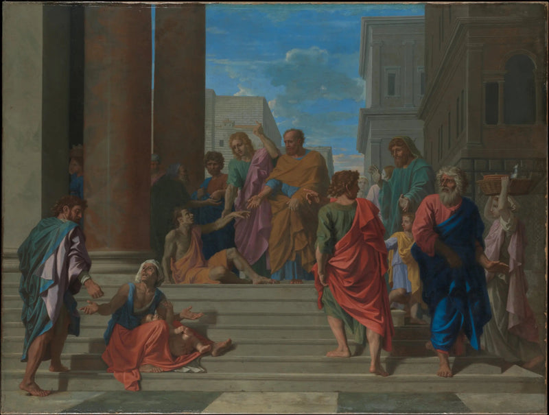 Pyhän Pietarin ja Pyhän Johanneksen parantaminen ontuen - Nicolas Poussin