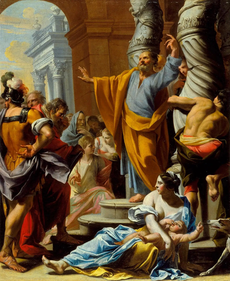 Pyhän Pietarin saarnaaminen Jerusalemissa - Charles Poerson