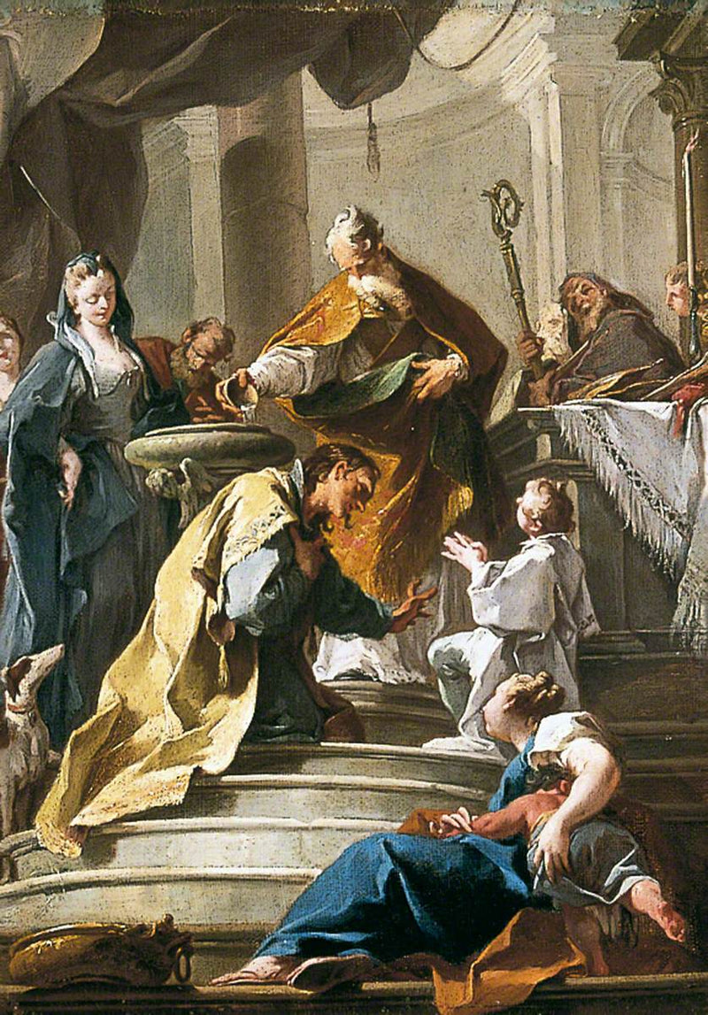 Pyhän Prosdocimen kasteessa oleva Pyhä Daniel - Giovanni Battista Pittoni