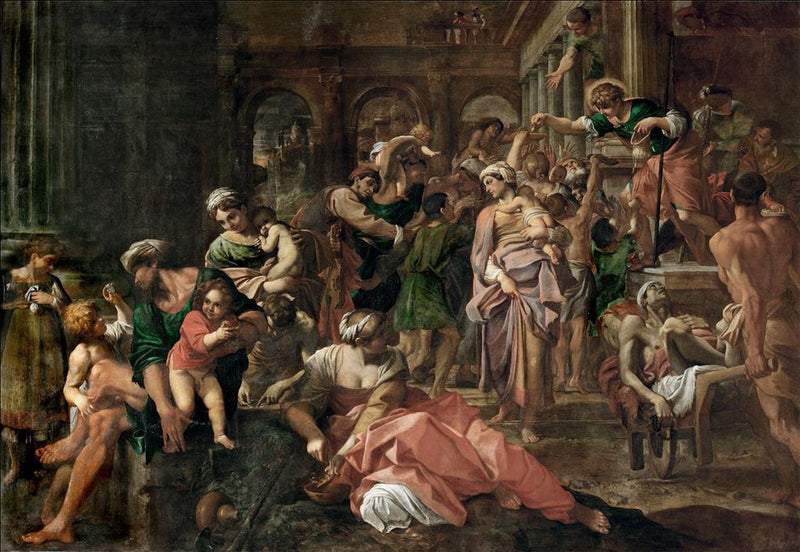 Pyhä Roch jakamassa almuja - Annibale Carracci