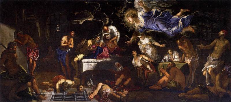 Pyhä Roch vankilassa, jonka enkeli on vieraana - Jacopo Tintoretto