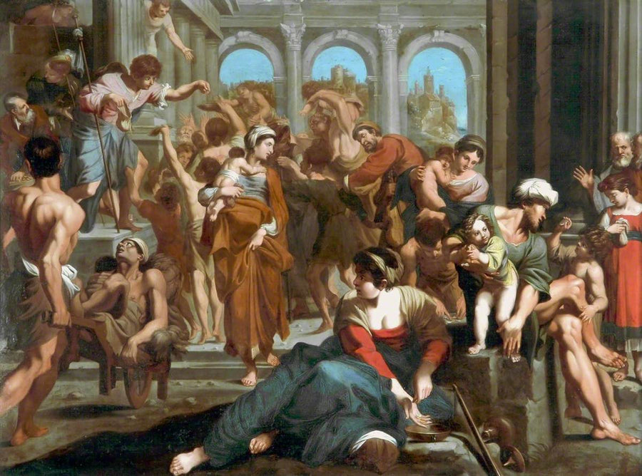 Pyhä Roch jakamassa almuja - Annibale Carracci