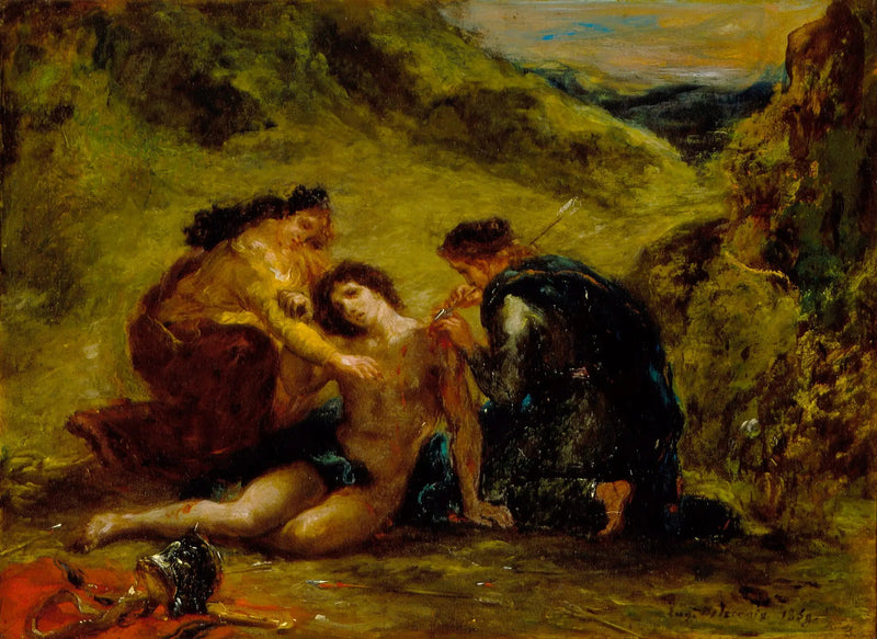 Pyhä Sebastian pyhän Irenen ja saattajan kanssa - Eugène Delacroix