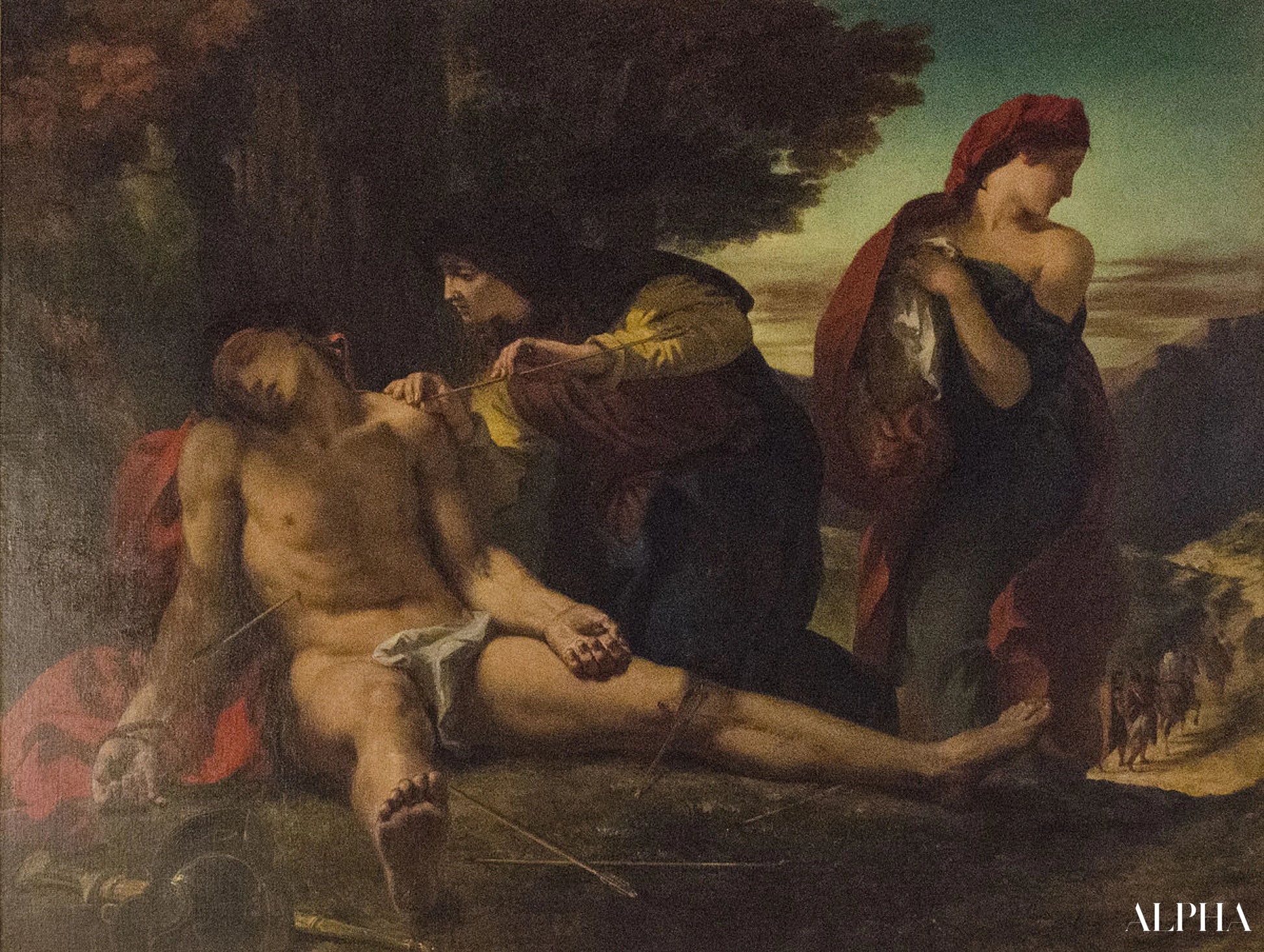 Pyhä Sebastian, joka auttaa hurskaita naisia - Eugène Delacroix - Taulujen ja korkealaatuisten maalauksien reproduktiot