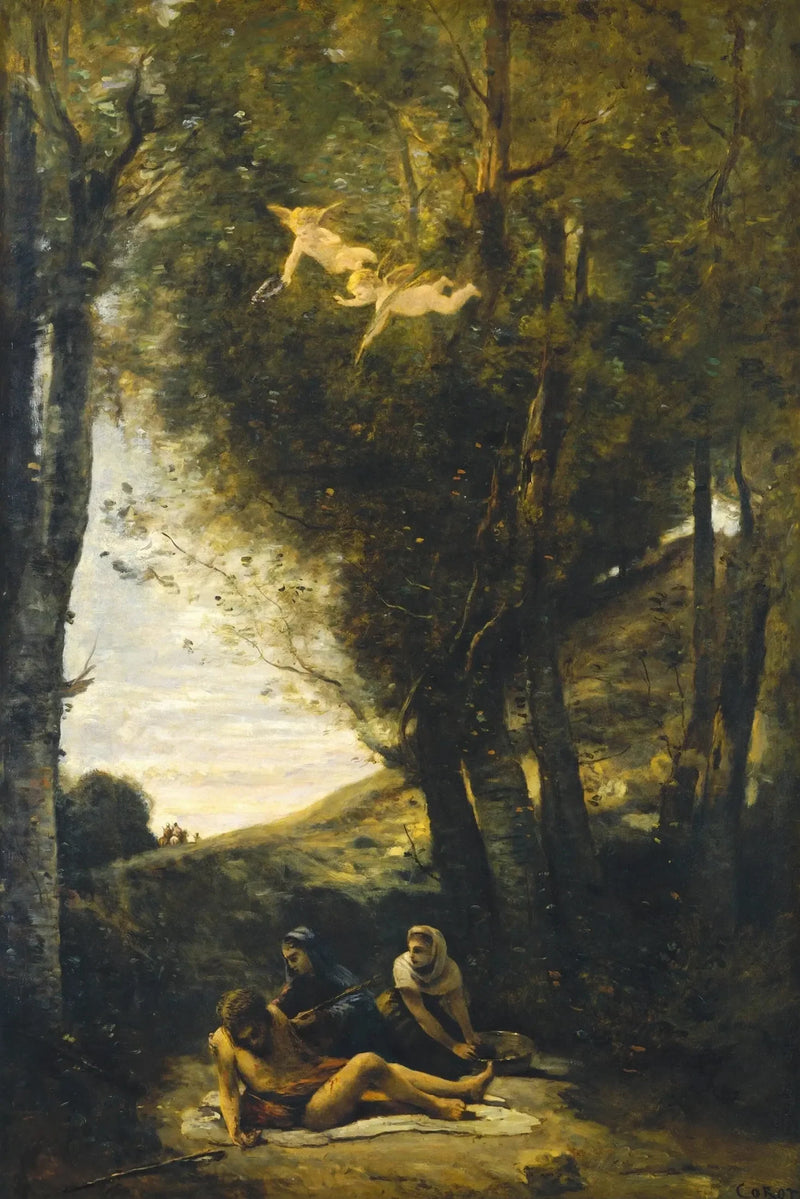 Pyhä Sebastian pelastettuna Pyhien Naisten toimesta - Jean-Baptiste Camille Corot