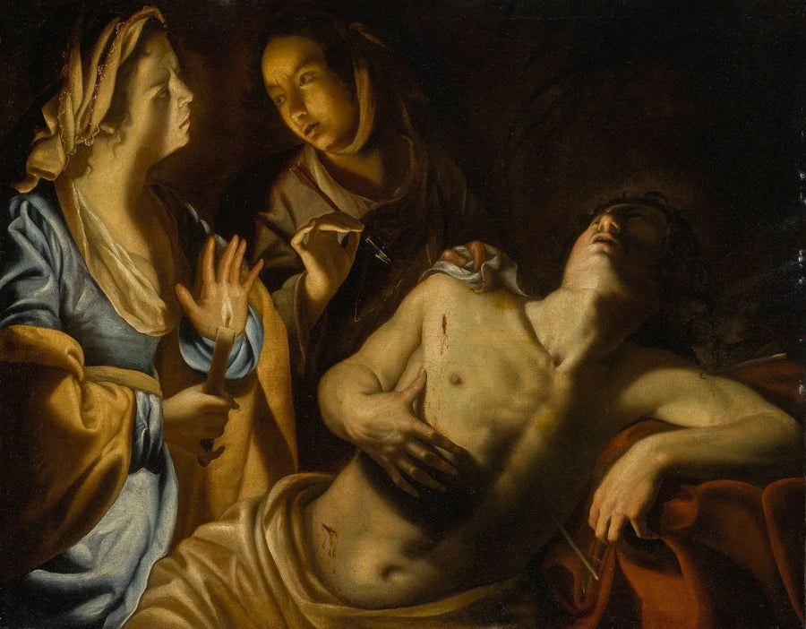 Pyhä Sebastianus hoidetaan Pyhä Irène - Artemisia Gentileschi