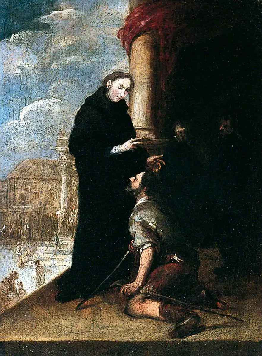 Pyhä Thomas de Villanueva parantaa ontelossa olevaa - Bartolomé Esteban Murillo
