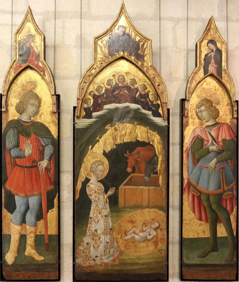 Saint Vittorin (?) (ylhäällä: Välätyksen enkeli) - Giovanni di Paolo