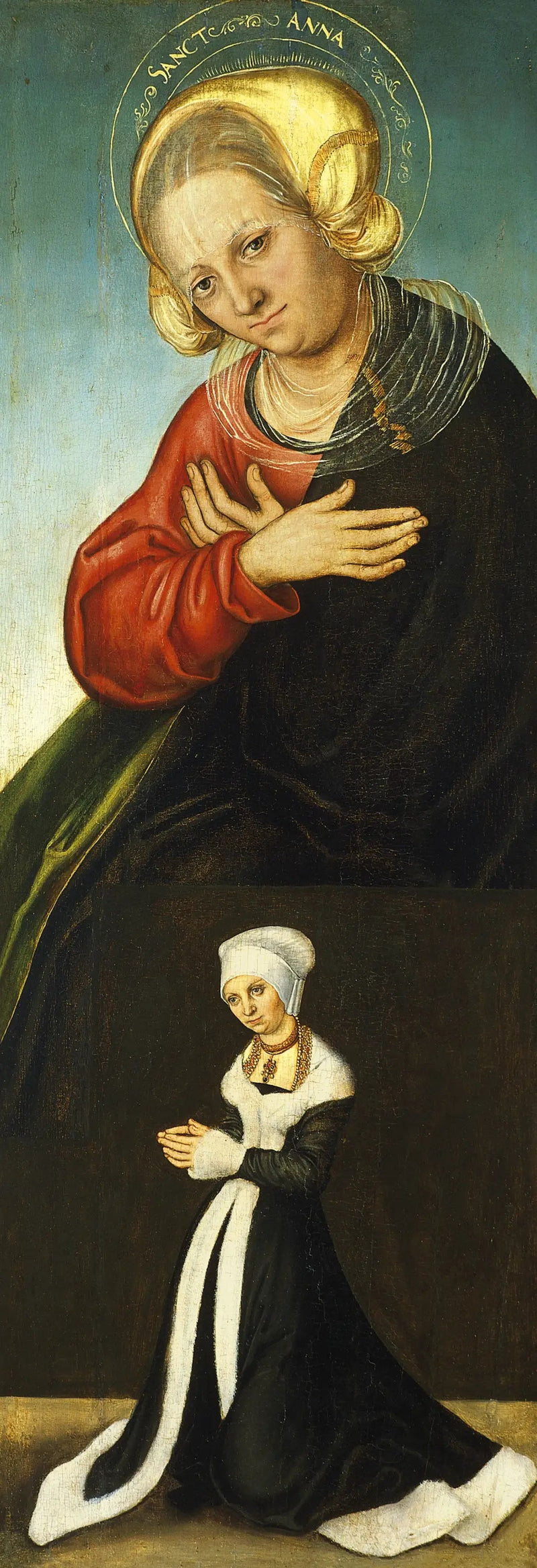 Pyhä Anna ja Saksan herttuatar Barbara lahjoittajana (oikea sisäsiipi) - Lucas Cranach vanhempi