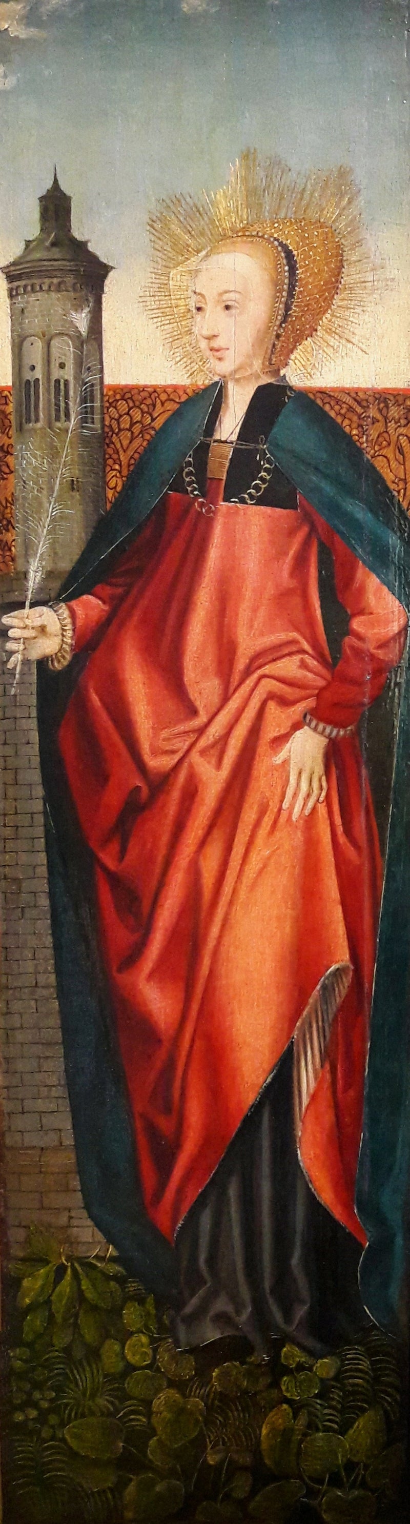 Pyhä Barbra. - Jacob Cornelisz van Oostsanen