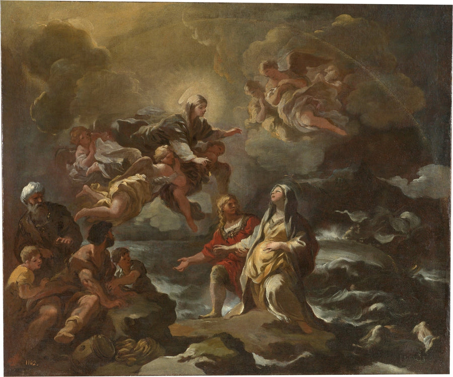 Pyhä Brigitte pelastui hukkumisesta Neitsyt Marian avulla - Luca Giordano