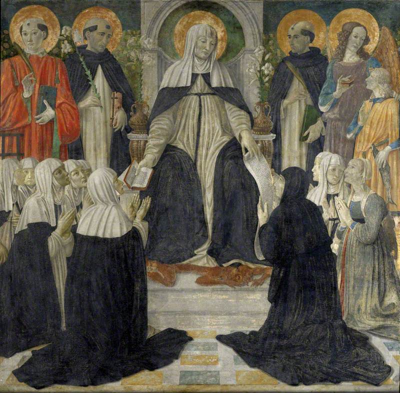 Sainte Catherine de Sienne kuten toisen ja kolmannen säädyn hengellinen äiti Saint Dominique - Cosimo Rosselli
