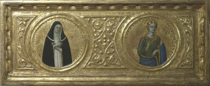 Pyhä Katariina Sieniläinen ja Pyhä Cecilia (prödelli, vasemmanpuoleinen paneeli) - Fra Angelico
