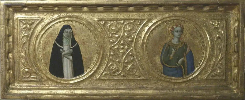 Pyhä Katariina Sieniläinen ja Pyhä Cecilia (prödelli, vasemmanpuoleinen paneeli) - Fra Angelico