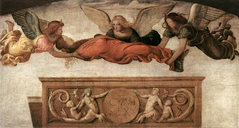 Pyhän Katariinan maahanlasku enkeleiden toimesta - Bernardino Luini