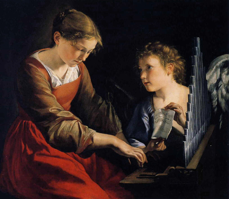 Pyhä Cecilia enkelin kanssa - Orazio Gentileschi