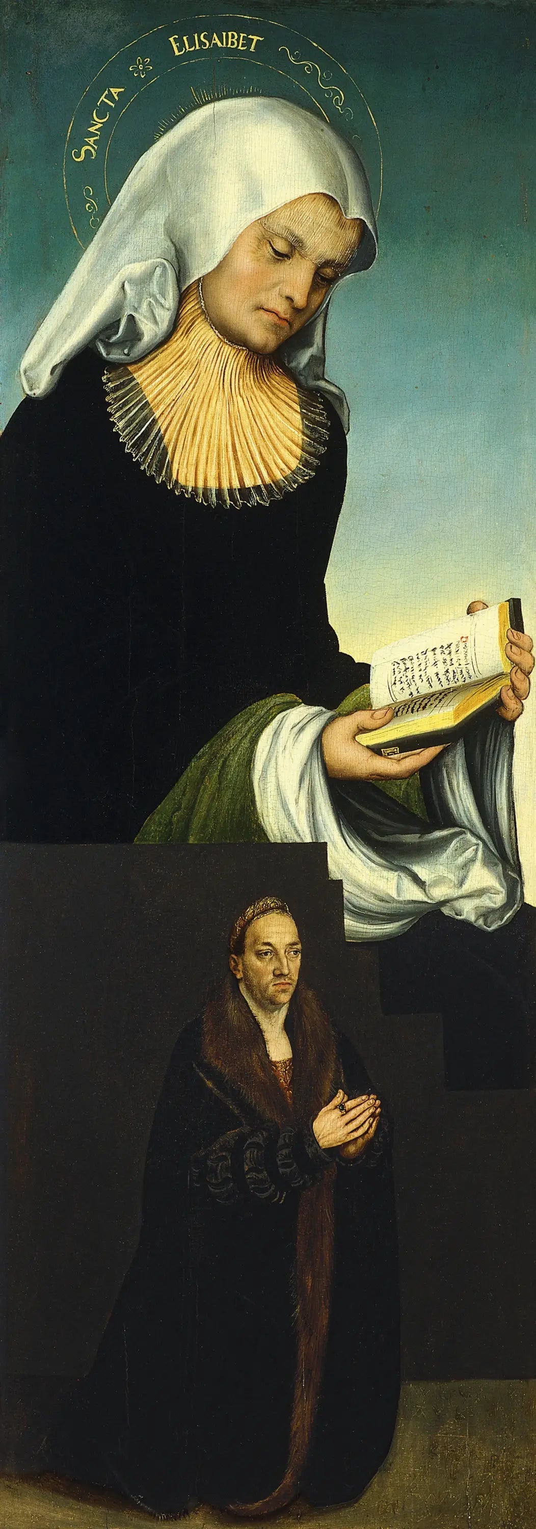 Sainte Élisabeth avec le duc Georges de Saxe comme donateur (aile gauche intérieure) - Lucas Cranach the Elder image 1 copie de tableau peinte à la main