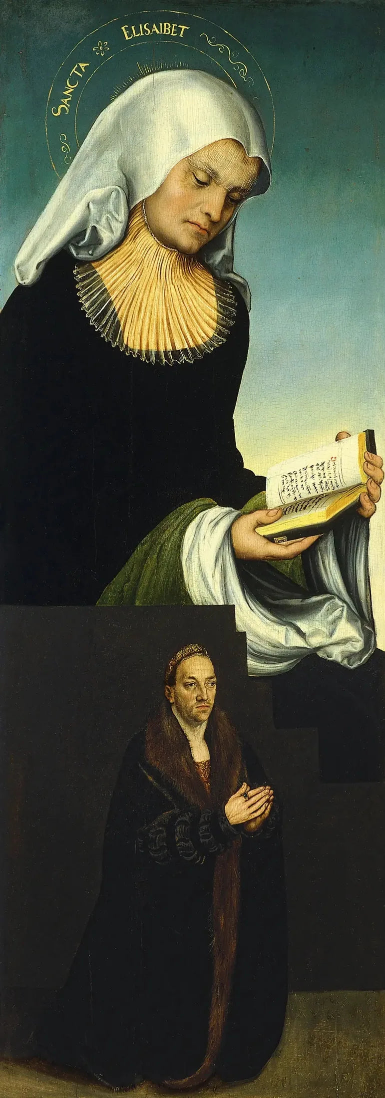 Pyhä Elisabeth ja Saksan herttua Georgs, lahjoittaja (vasen sisäpuoli) - Lucas Cranach vanhempi
