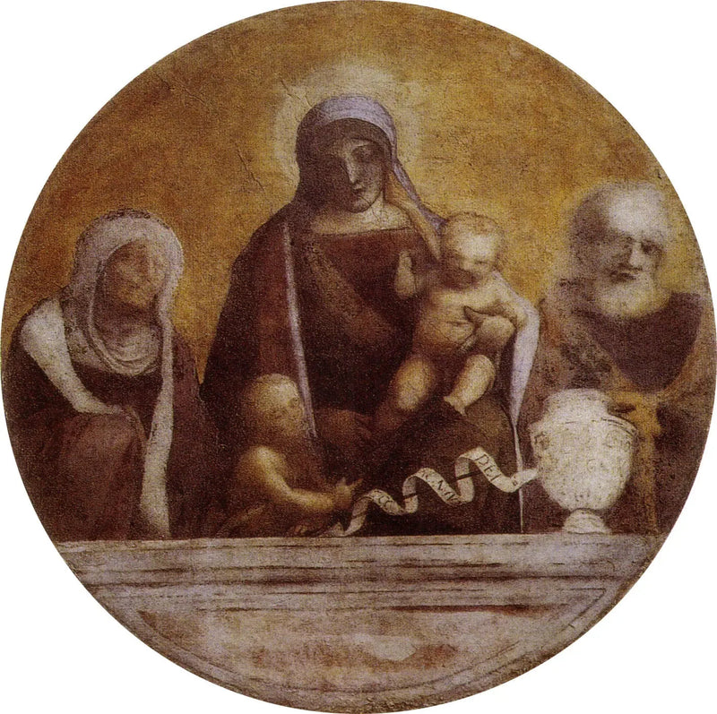 Pyhä perhe, jossa pyhä Elisabeth ja pyhä Johannes - Antonio da Correggio