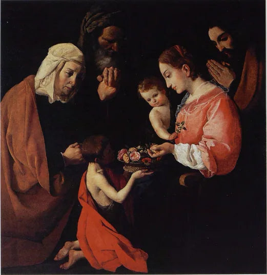 Sainte Famille avec saint Jean-Baptiste enfant et ses parents - Francisco de Zurbarán image 1 reproduction d’œuvre d’art à l’huile
