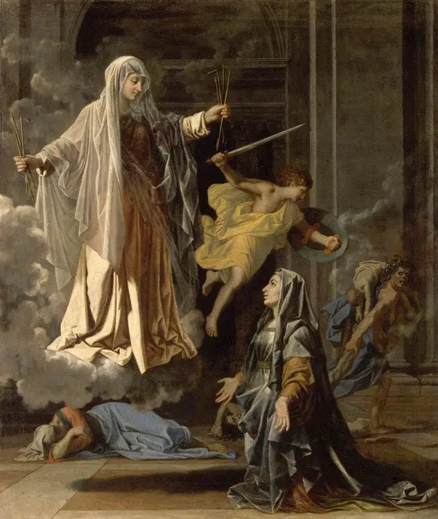 Pyhä Françoise Roomalainen ilmoittamassa Roomassa ruton loppua - Nicolas Poussin