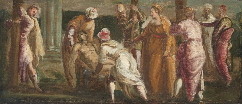 Sainte Hélène tarkistaa oikean ristin - Jacopo Tintoretto