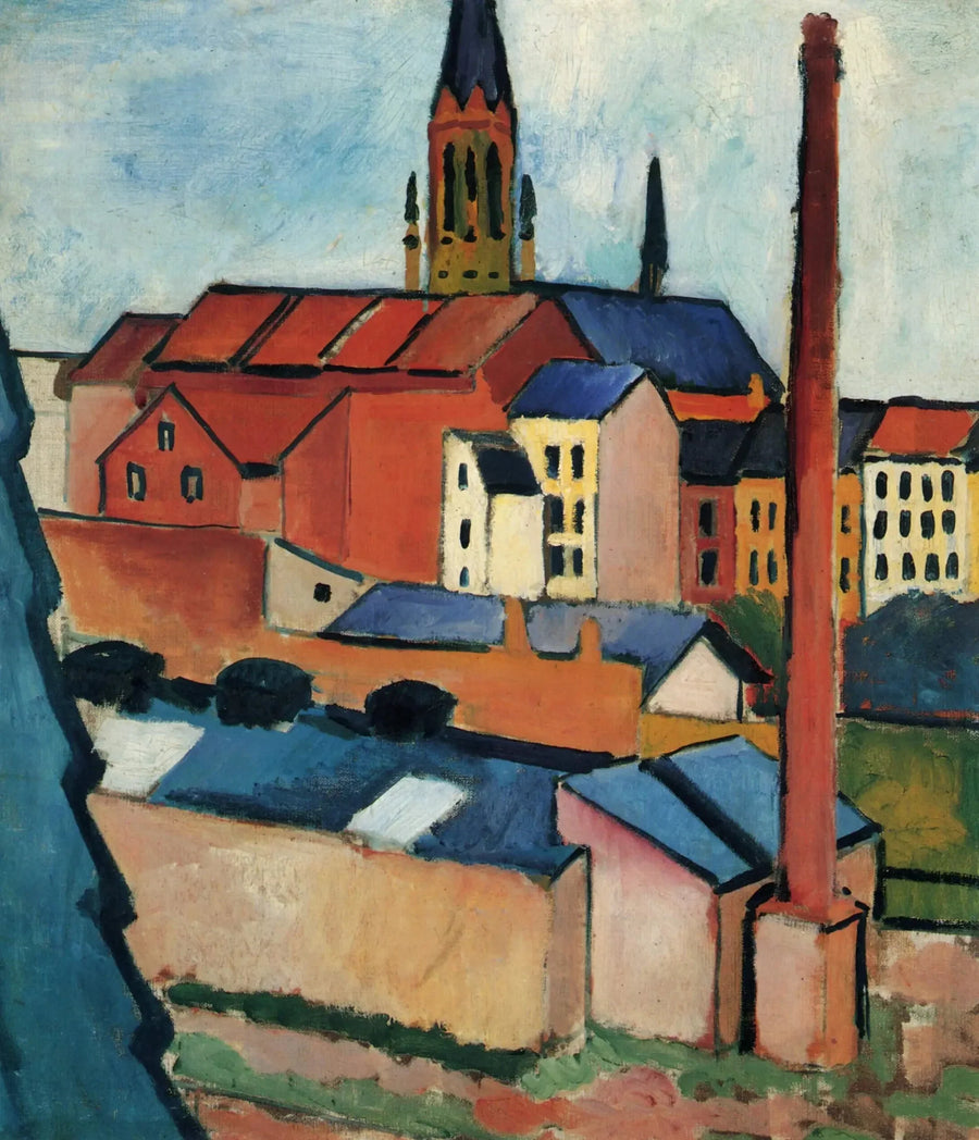 Sainte-Marie taloineen ja savupiipulla (Bonn) - August Macke