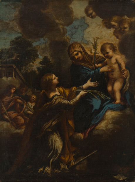 Pyhä Marie, pieni Jeesus ja Pyhä Katariina - Pietro da Cortona