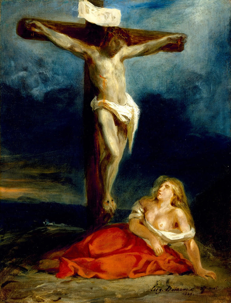 Pyhä Maria Magdaleena Ristin juurella - Eugène Delacroix