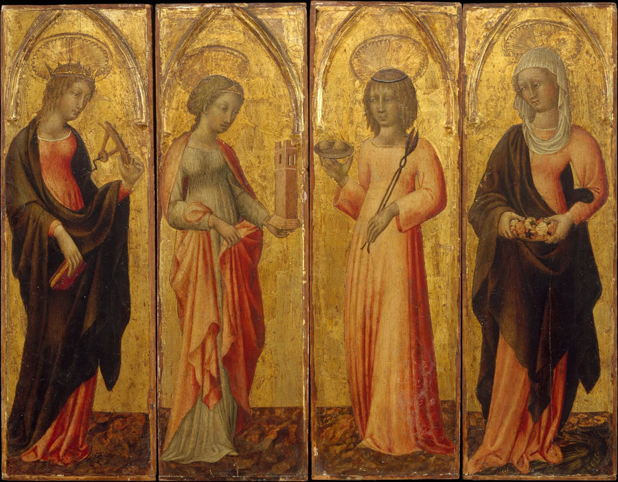 Pyhät Katariina Aleksandriasta, Barba, Agathe ja Marguerite - Giovanni di Paolo