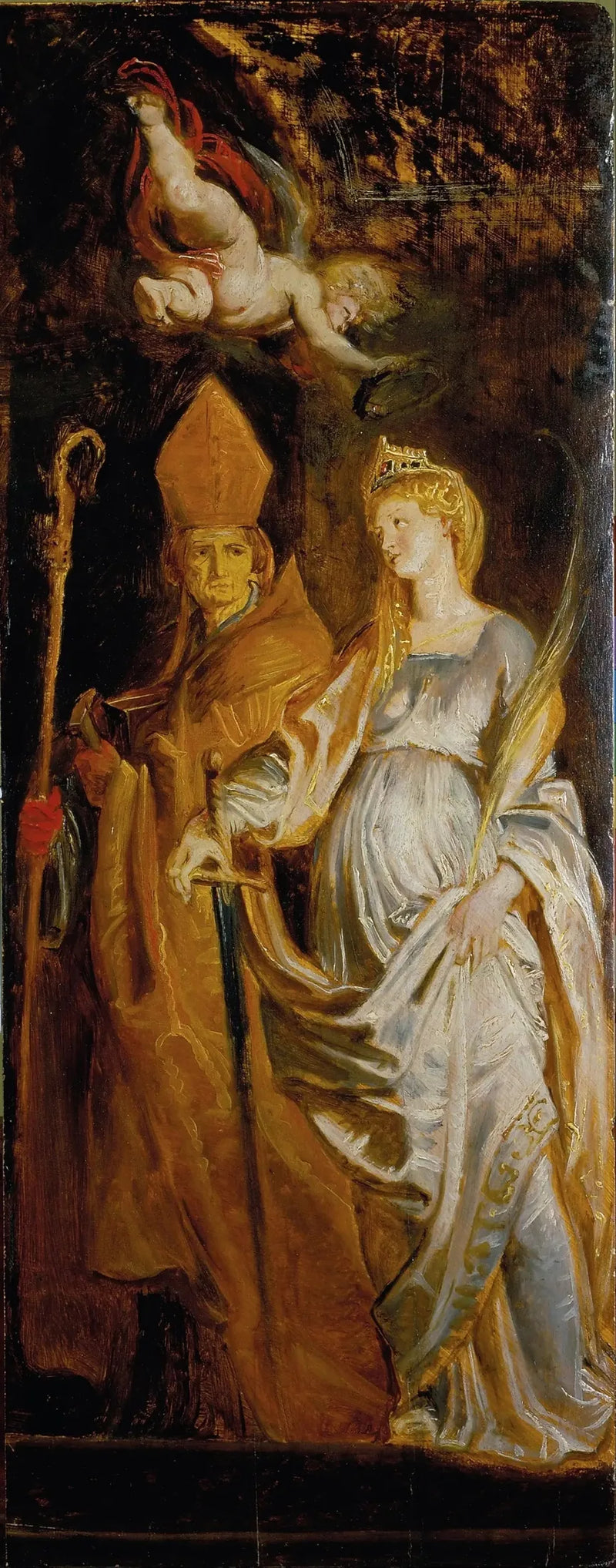 Pyhät Katariina Aleksandriasta ja Eloi (liitettyinä pyhiin Amandukseen ja Walburgeen) - Peter Paul Rubens