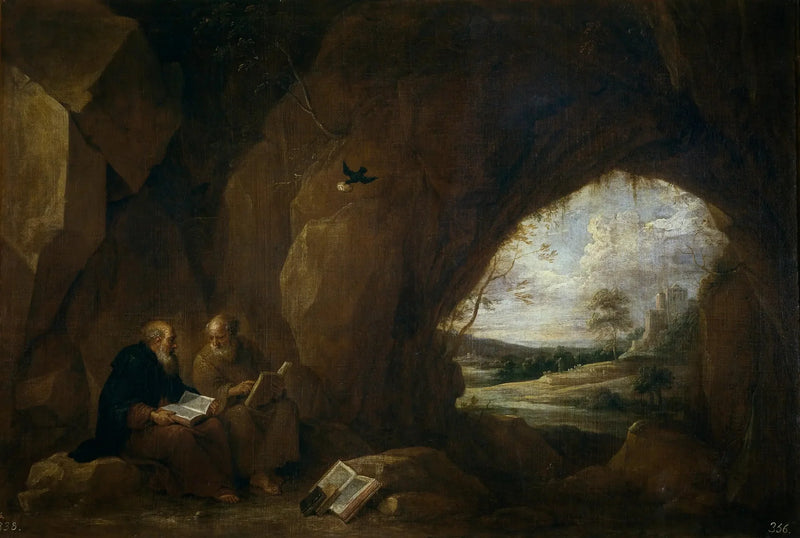 Pyhät Paavali ja Antoine Abbe luolassa - David Teniers nuorempi