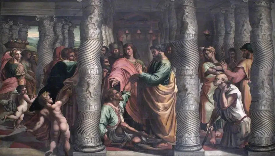Pyhät Pietari ja Johannes kauniilla ovella - Raphael Sanzio