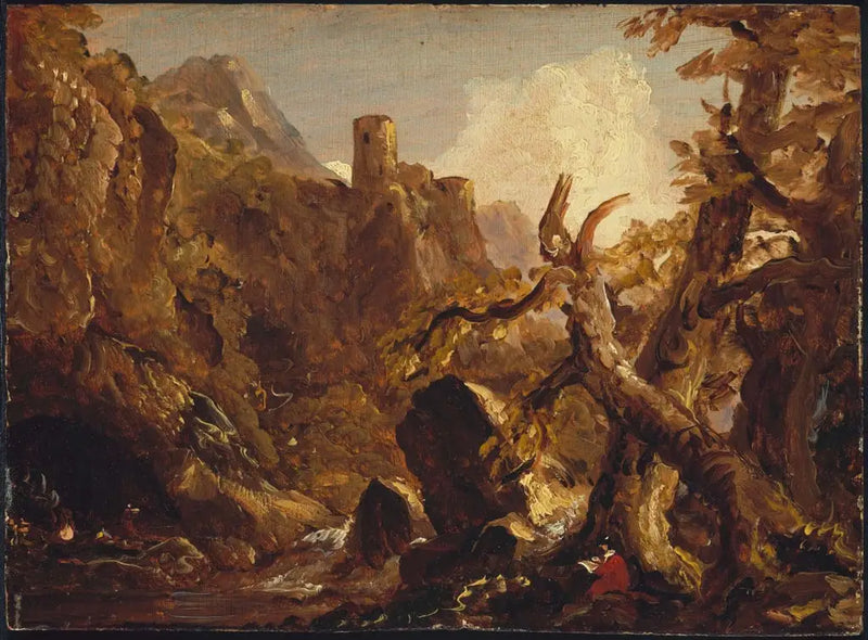 Salvator Rosa piirtämässä roistoja - Thomas Cole