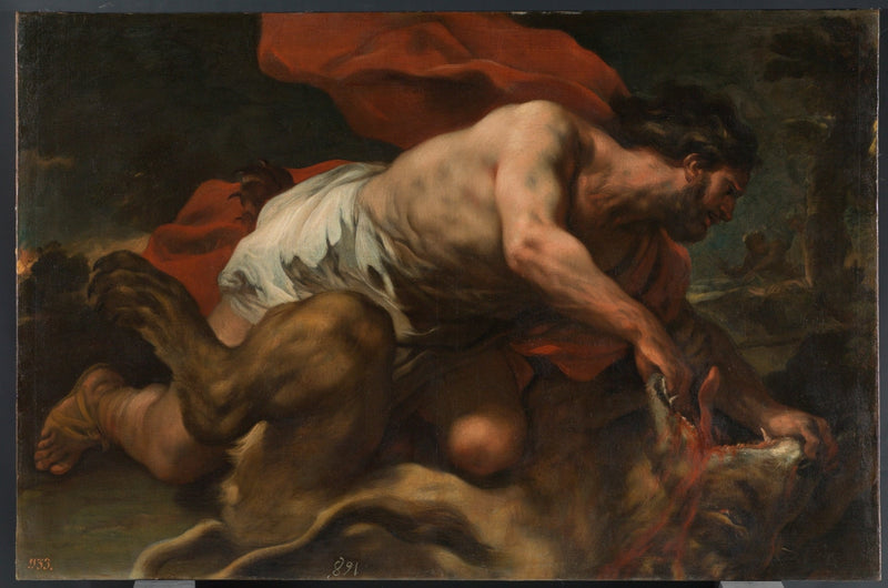 Samson ja leijona - Luca Giordano