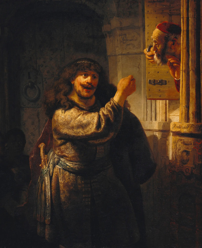 Samson uhkaa appensa - Rembrandt