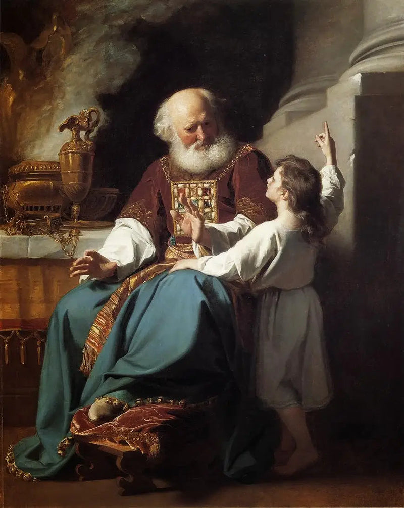 Samuel raportoi Eliä vastaan Jumalan tuomioista Eliin taloon - John Singleton Copley