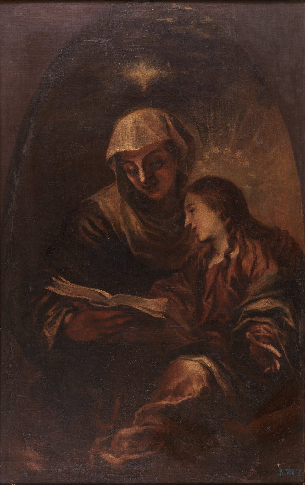 Santa Ana enseñando a leer a la Virgen - Francisco Herrera the younger