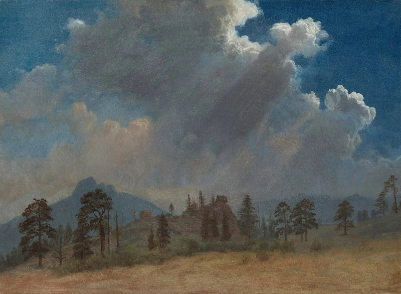 Havupuut ja myrskyiset pilvet - Albert Bierstadt