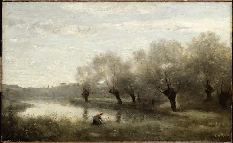 Saulaie merenrantatörmällä - Jean-Baptiste Camille Corot