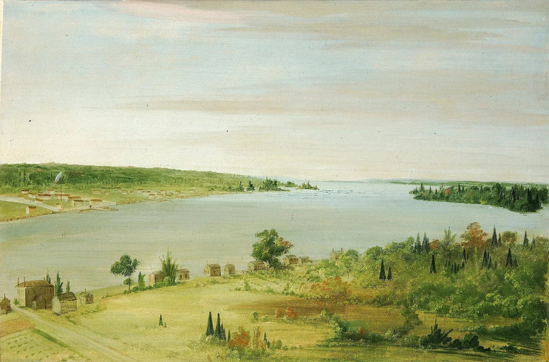 Sault Ste. Marie, näyttäen amerikkalainen varuskunta kaukana - George Catlin
