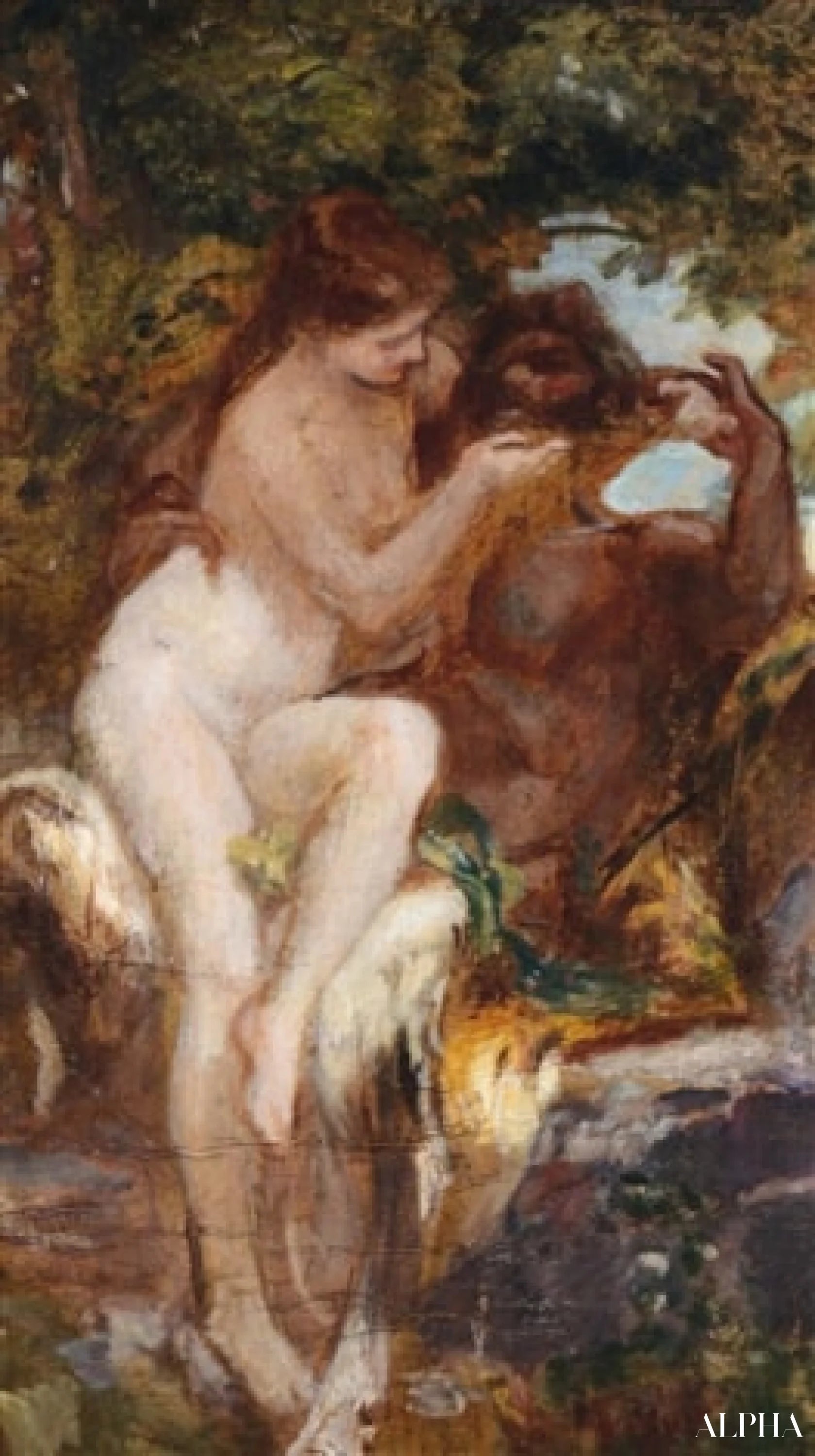 Reproduction du tableau « Scène amoureuse - Franz von Stuck » par Alpha Reproduction en peinture à l’huile
