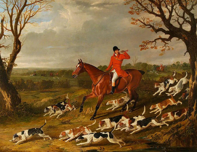 Metsästyskohtaus foxhoundien kanssa - John Frederick Herring, Sr.