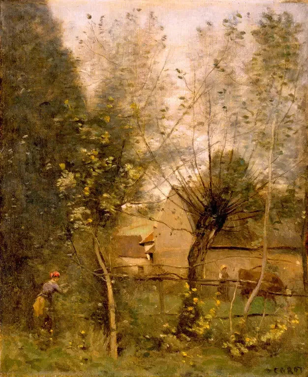 Maatilamaisema - Jean-Baptiste Camille Corot