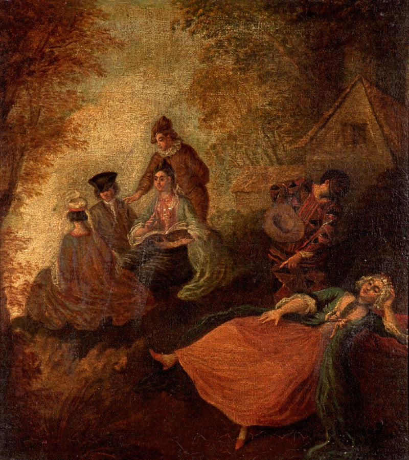 Puutarhanäkymä hahmojen kanssa - Antoine Watteau