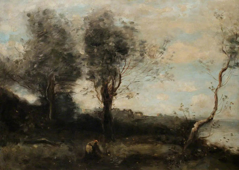 Joki-maisema - Jean-Baptiste Camille Corot