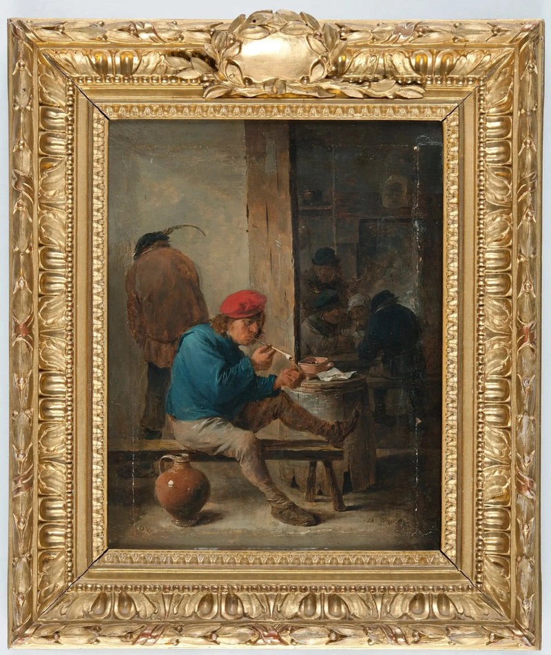 Taverna-aluekuva tupakoivien kanssa - David Teniers nuorempi