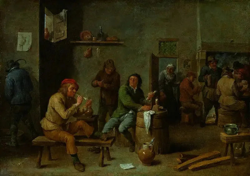 Taverna-asu (Tupakoitsijoita majatalossa). - David Teniers nuorempi