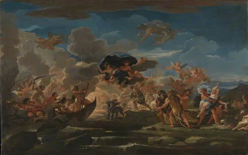 Mytologinen kohtaus Proserpinaan raiskauksesta - Luca Giordano