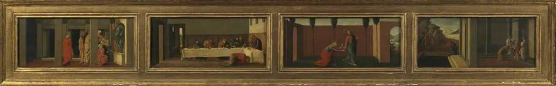 Marie-Madeleinen elämänkohtauksia: moderni kopio Sandro Botticelliltä (neljä predellan paneelia) - Sandro Botticelli